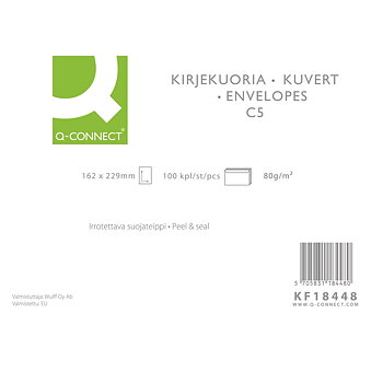 tarrakuori Q-Connect C5 80g valk/100-loppuunmyynti