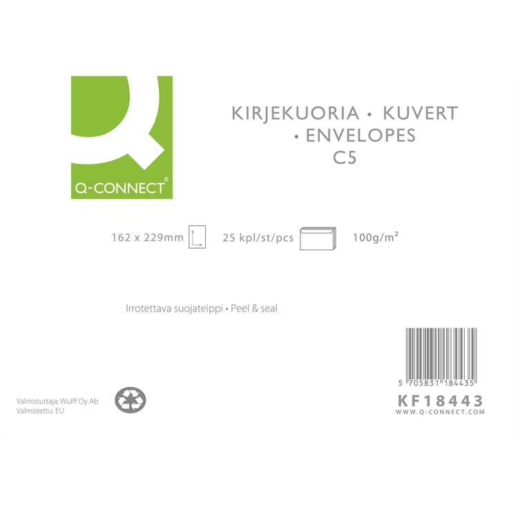 Uusiokuori Q-Connect C5 tarra ruskea/25 - 2