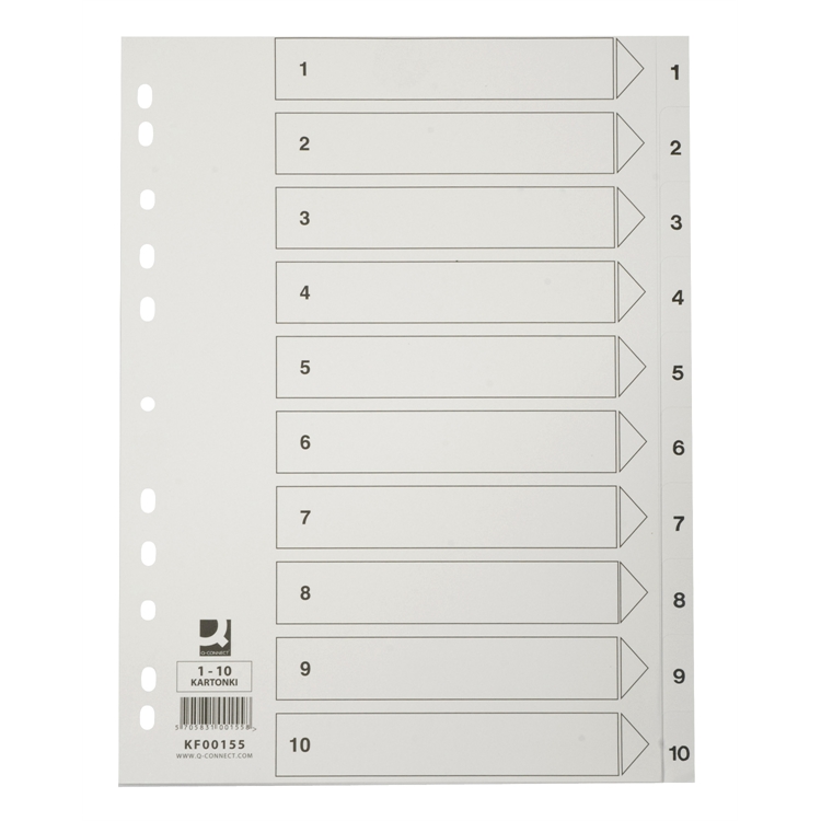 Hakemisto Q-Connect A4 1-10 kartonki val - 2