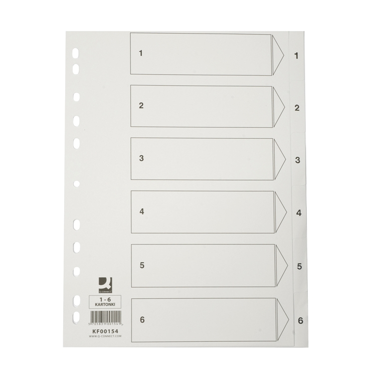 Hakemisto Q-Connect A4 1-6 kartonki valk - 2