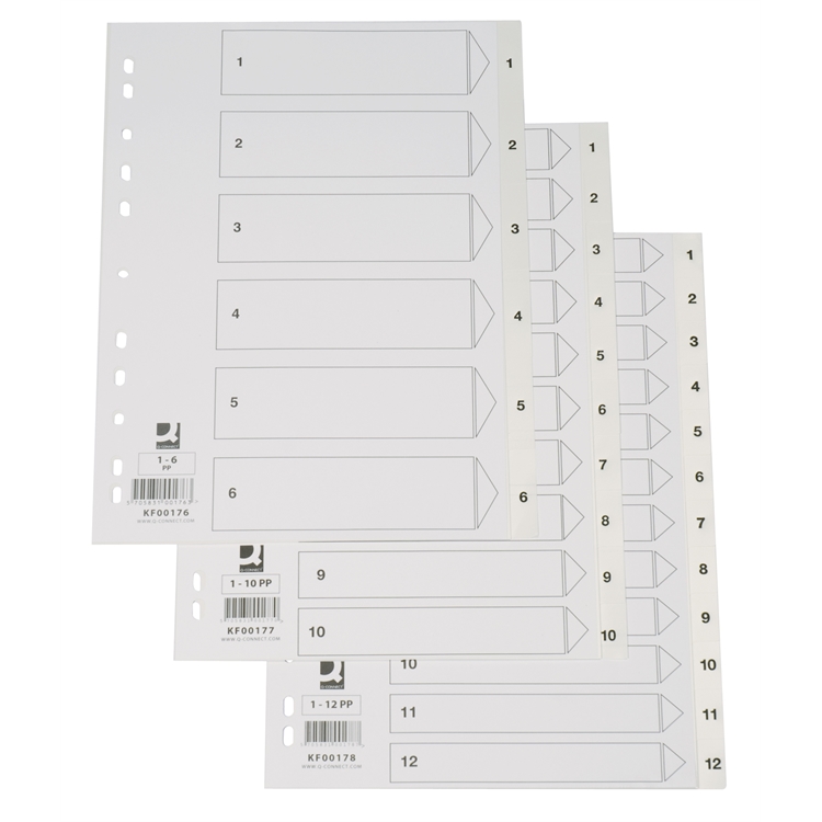 Hakemisto Q-Connect A4 1-10 PP valkoinen