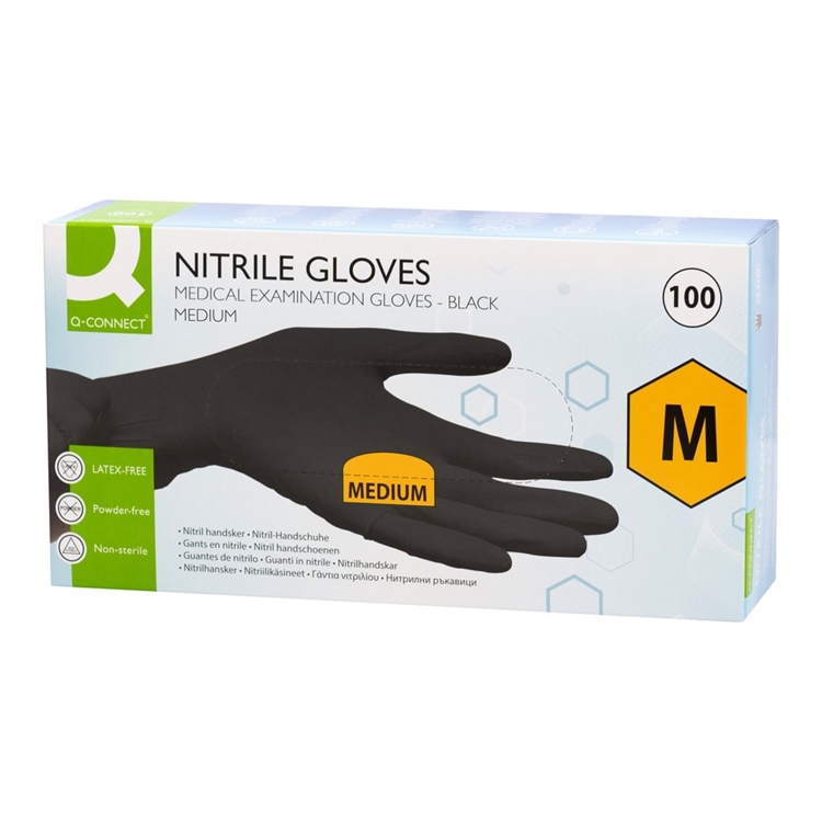 Nitriilikäsine Q-Connect M musta/100