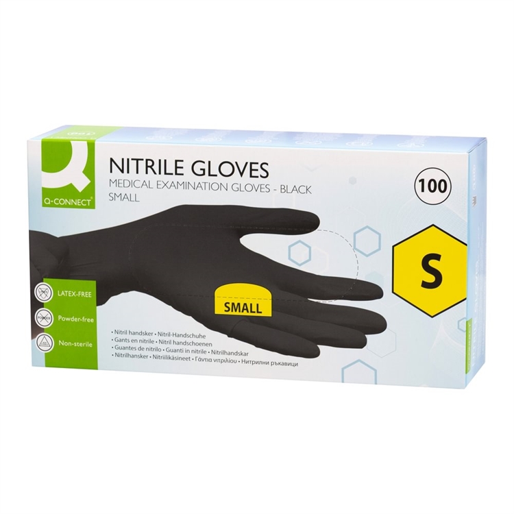 Nitriilikäsine Q-Connect S musta/100