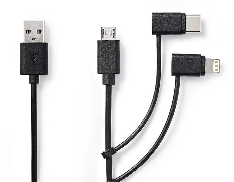 NEDIS 3 IN 1 MONITOIMIKAAPELI 1M MUSTA - 2
