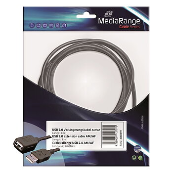 USB-jatkojohto 3m   USB 2.0 musta