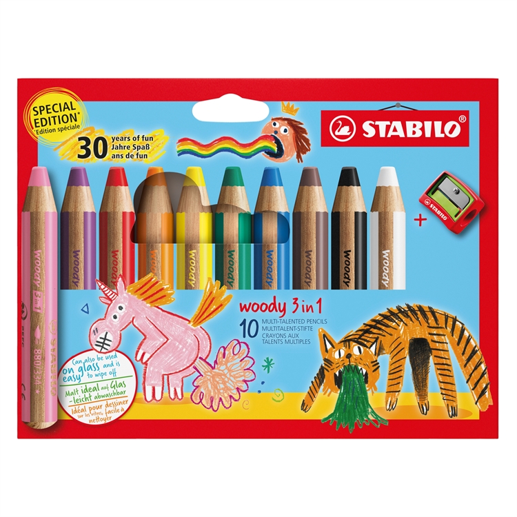 Värikynä STABILO woody 3in1+teroitin /10