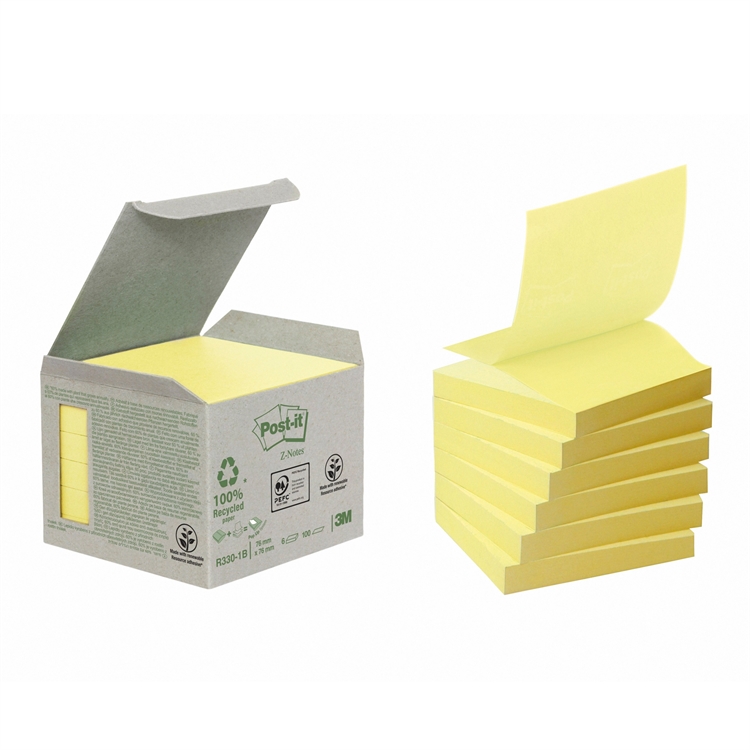 Post-It Z-note Eco/R330 keltainen/6 - 2