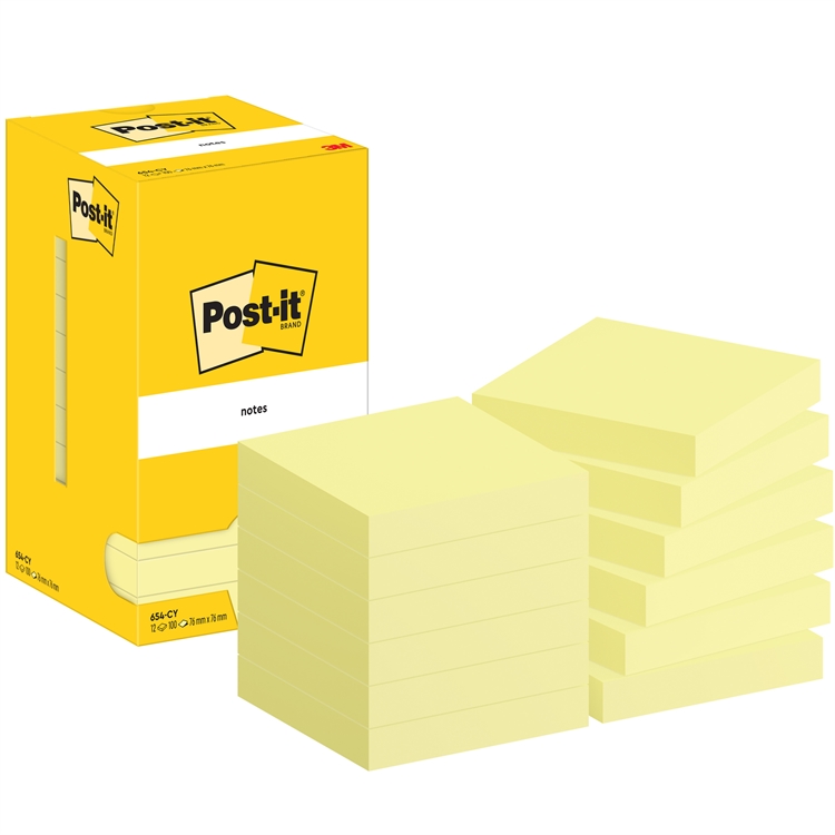 Viestilappu Post-it 654 76x76mm kelt/12 - 2