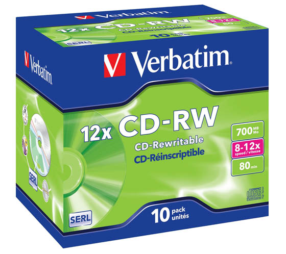 VERBATIM CD-RW 700MB 12X HIGH SPEED JC