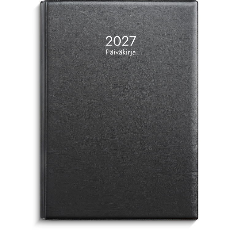 Päiväkirja musta muovi 2027