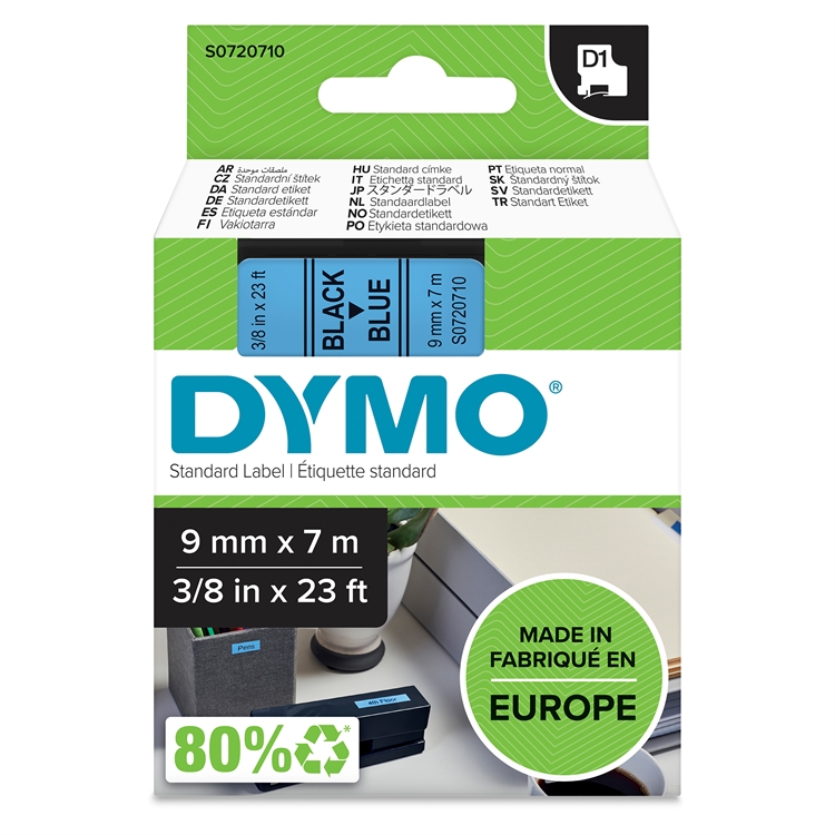 DYMO D1 9MM MUSTA/SININEN - 2