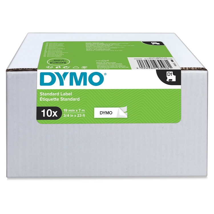 DYMO D1 TEIPPI 19MM MUSTA/VALK. 7M /10