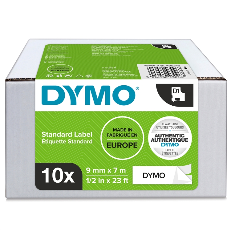 DYMO D1 TEIPPI 9MM MUSTA/VALK. 7M /10 - 2