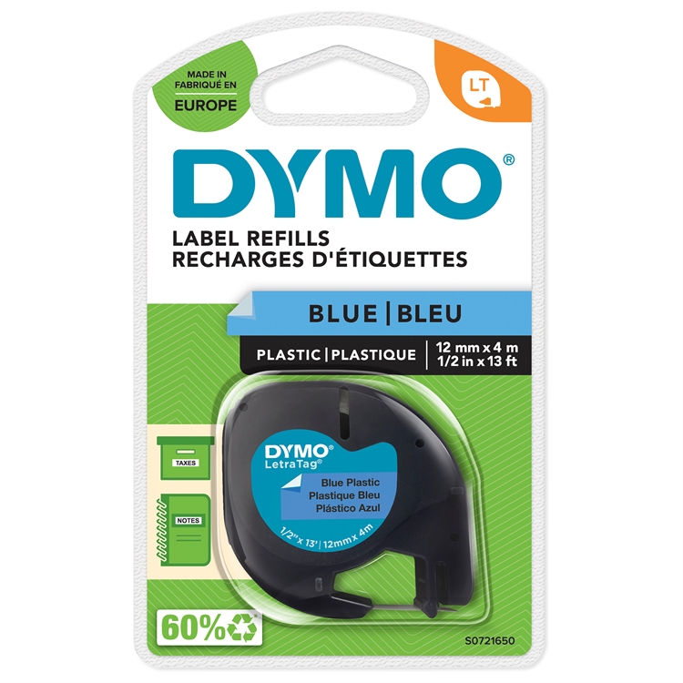 DYMO LETRATAG TEIPPI MUSTA/SININEN 91225