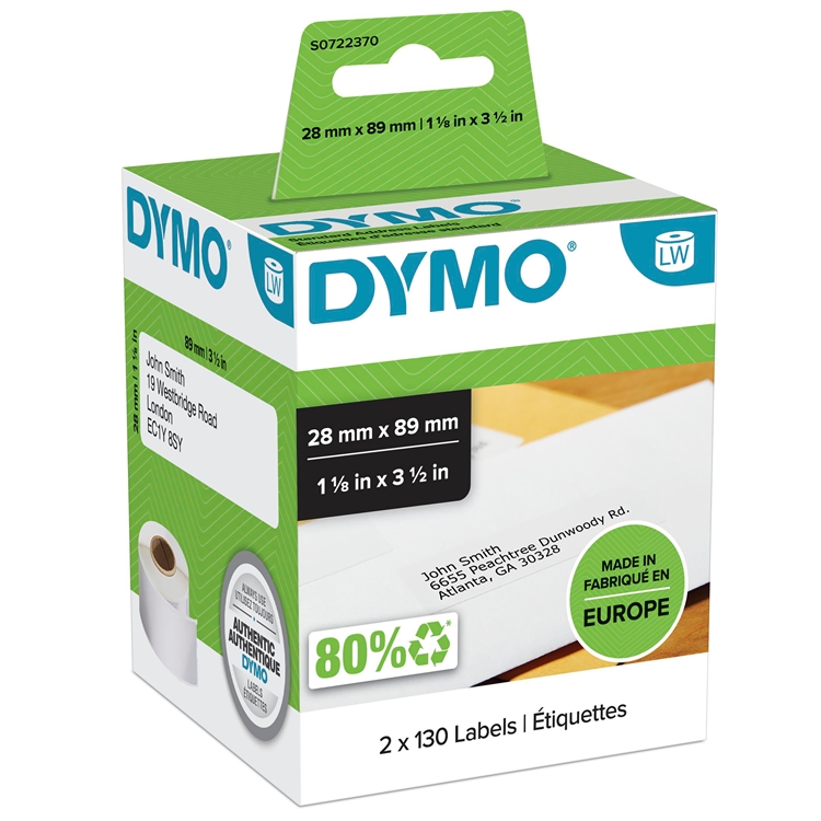 Tarra Dymo LW 89x28mm osoite pieni/2