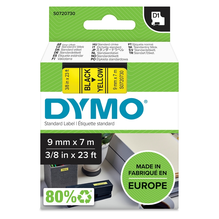 Tarrakasetti Dymo 40918 9mm kel/musta