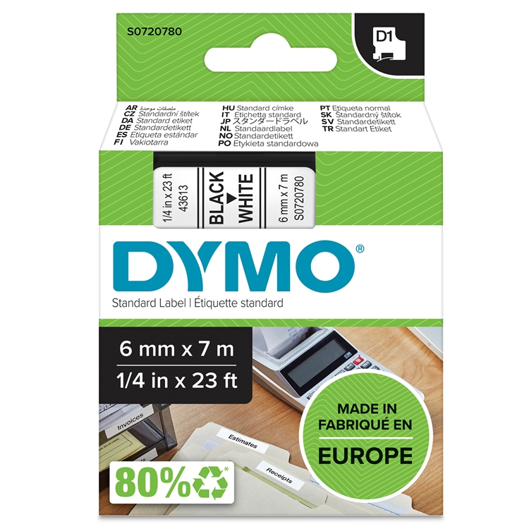 Tarrakasetti Dymo 43613 6mm val/musta