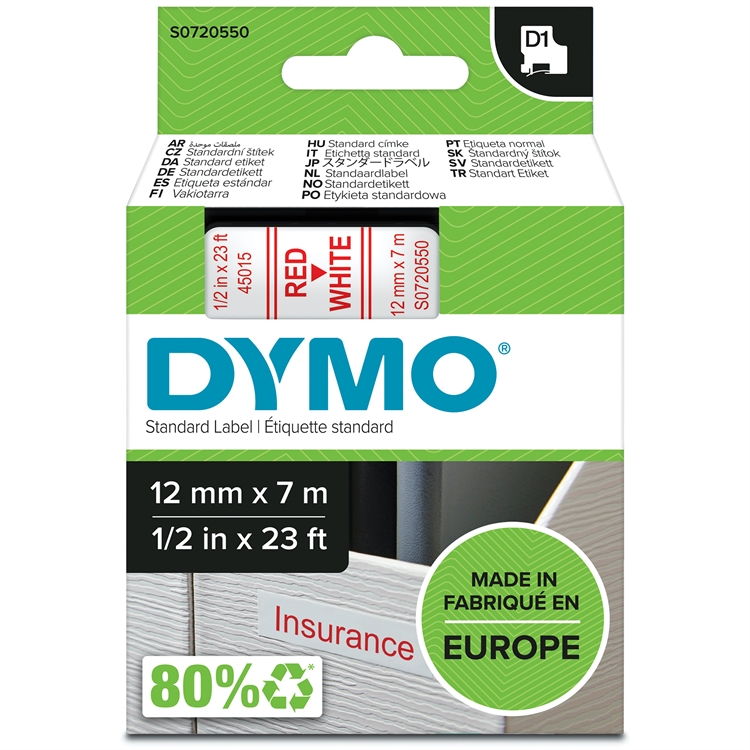 Tarrakasetti Dymo 45015 12mm val/pun