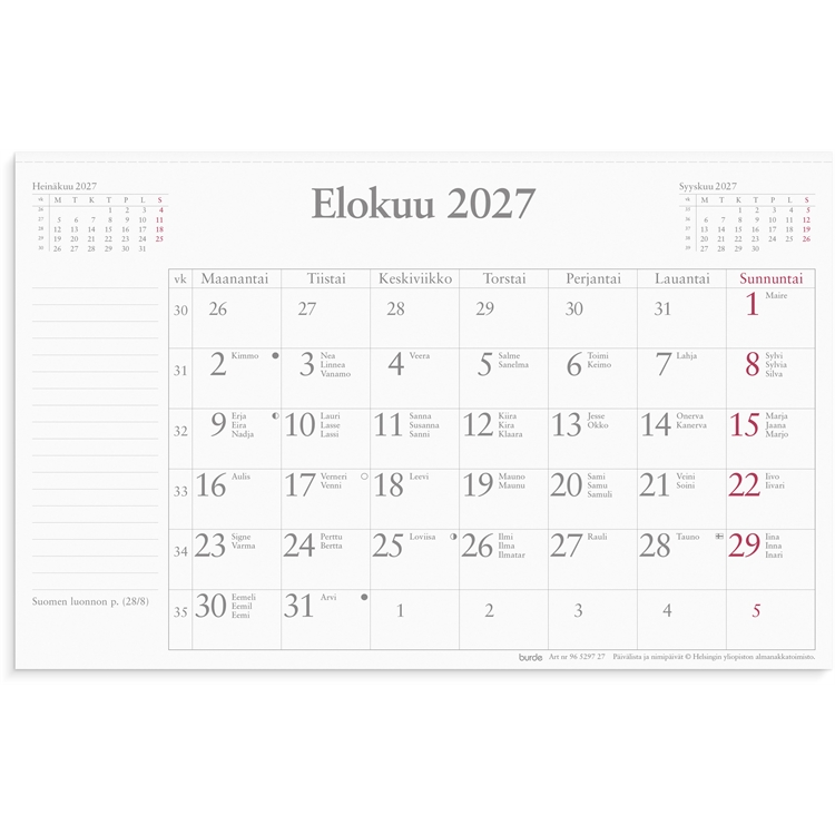 Kuukausikalenteri (refill) 2027