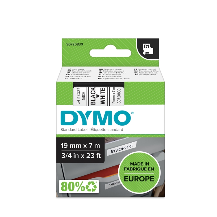 Tarrakasetti Dymo 45803 19mm val/musta - 2