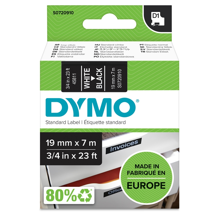 Tarrakasetti Dymo 45811 19mm mus/val - 2