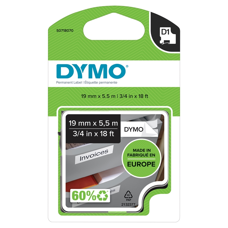 Tarrakasetti Dymo D1poly 19mm valk/mu - 2