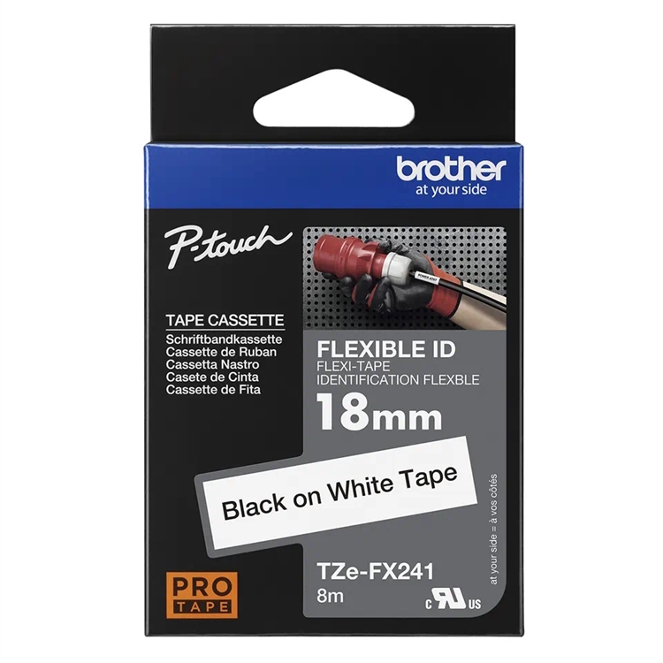P-TOUCH 18MM TZE-FX241 MUSTA/VALK. FLEXI