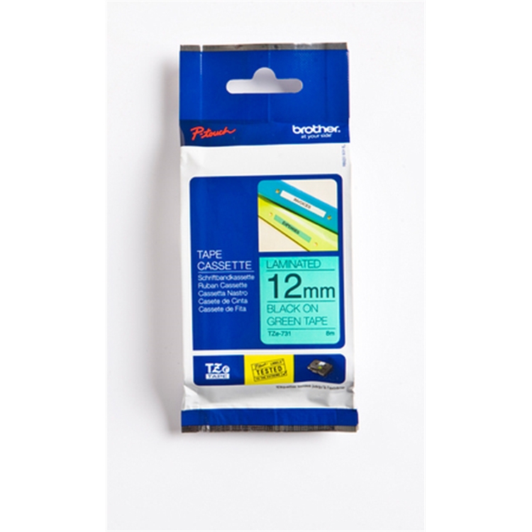 Tarrakasetti Brother TZe731 12mm vih/mus