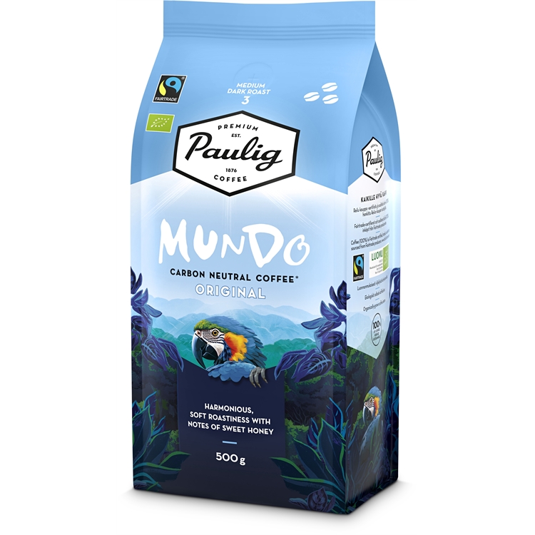 Kahvi Paulig Mundo   luomu RK papu 500g