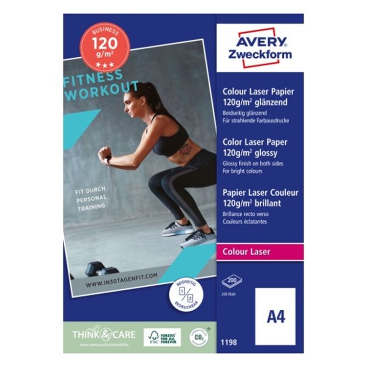 AVERY 1198 COLOUR LASER GLOSS A4 120G