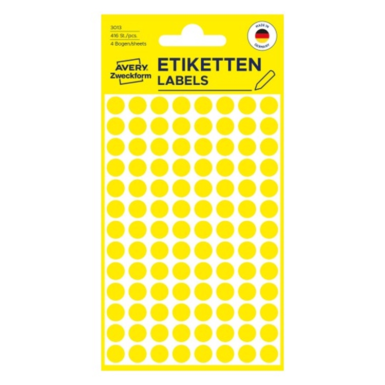 AVERY 3013 8MM PYÖREÄ KELT. TARRA /416 - 2