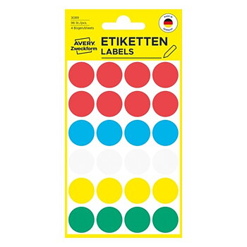 AVERY 3089 18MM PYÖREÄ TARRA VÄRILJ./96