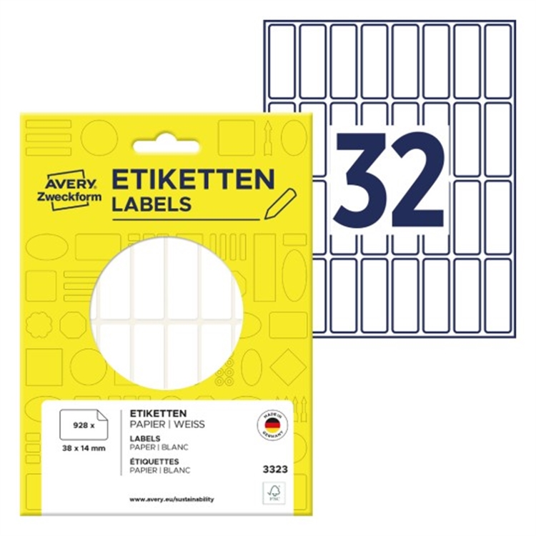 AVERY 3323 TARRA VALKOINEN 38X14MM - 2