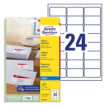 AVERY J8159-25 OSOITETARRA 63,5X33,9MM