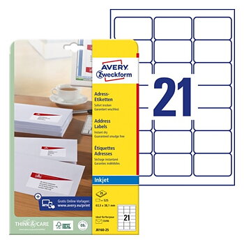 AVERY J8160-25 OSOITETARRA 63,5X38,1MM