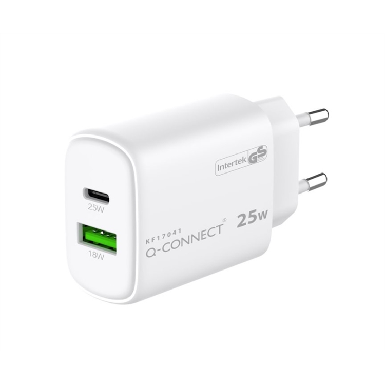 Seinälaturi Q-Connect USB-A ja USB-C val - 2