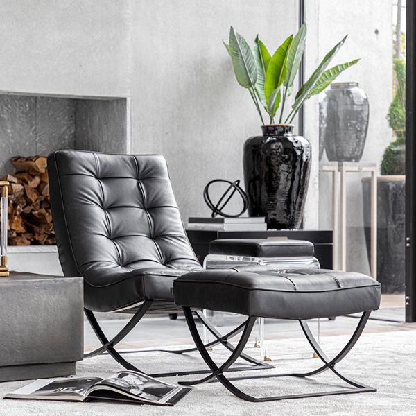 BRODY footstool in leather - 3