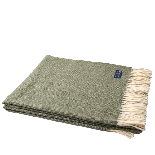 Fine Herringbone Pläd - Green Melange