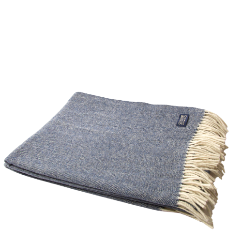 Fine Herringbone Pläd - Indigo Melange