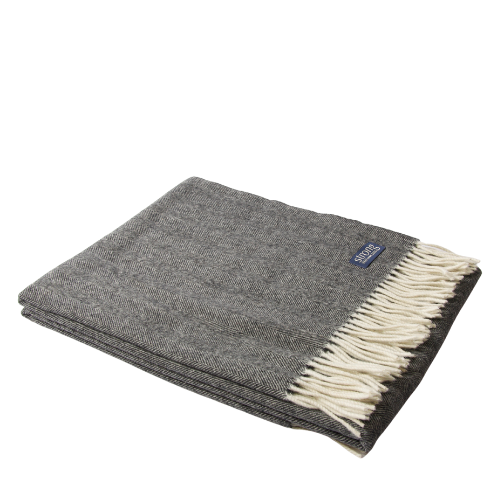 Fine Herringbone Pläd - Charcoal Melange