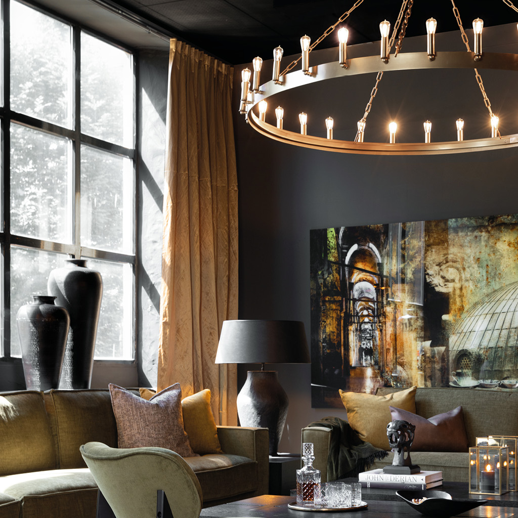Ceiling light Round Crown Old brass - 5