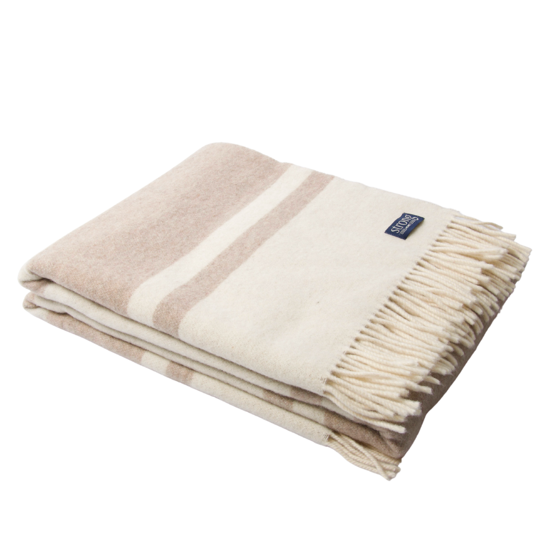 Stripe Twin Color Pläd - Camel Melange