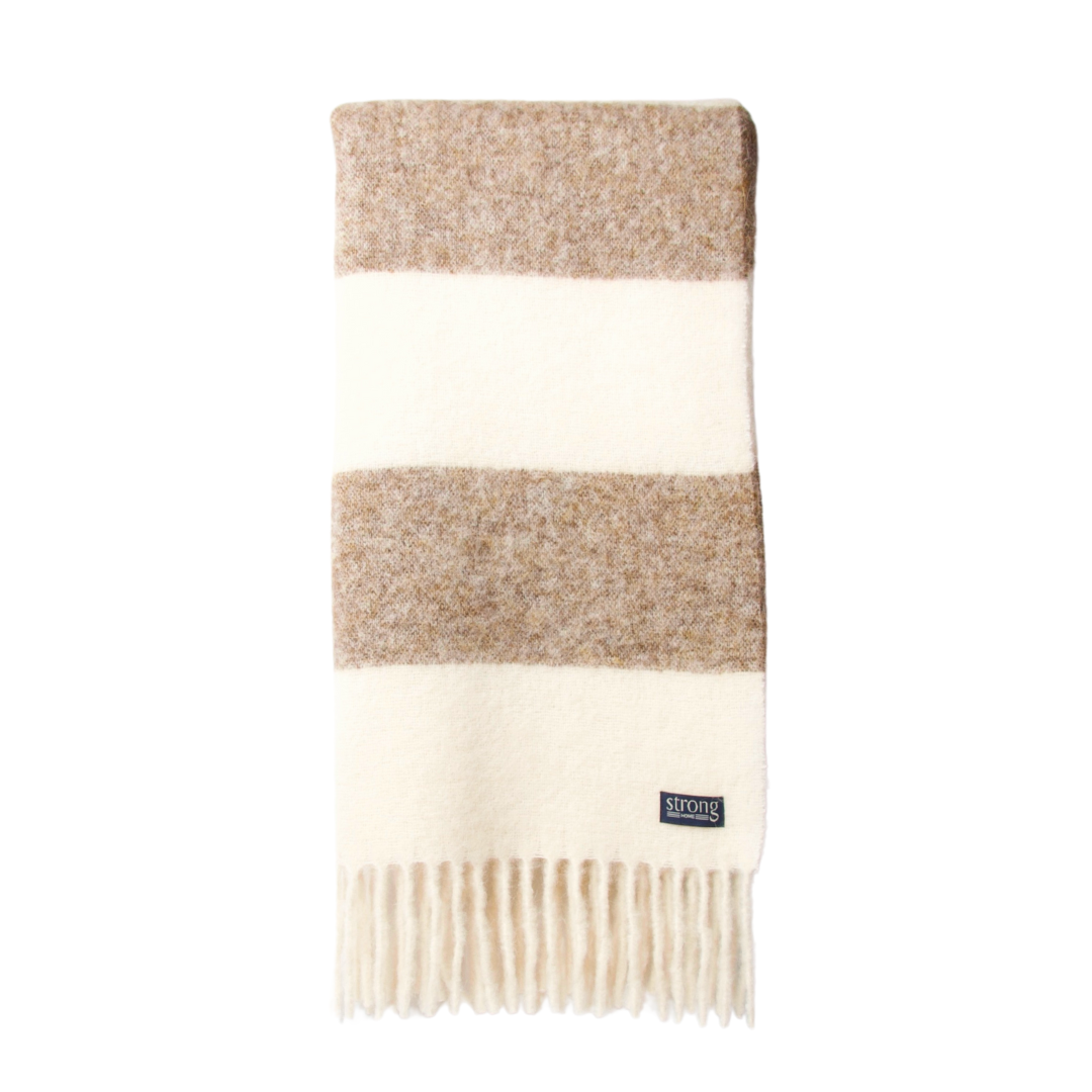 Chunky Barstripe Throw Pläd- Brown Melange