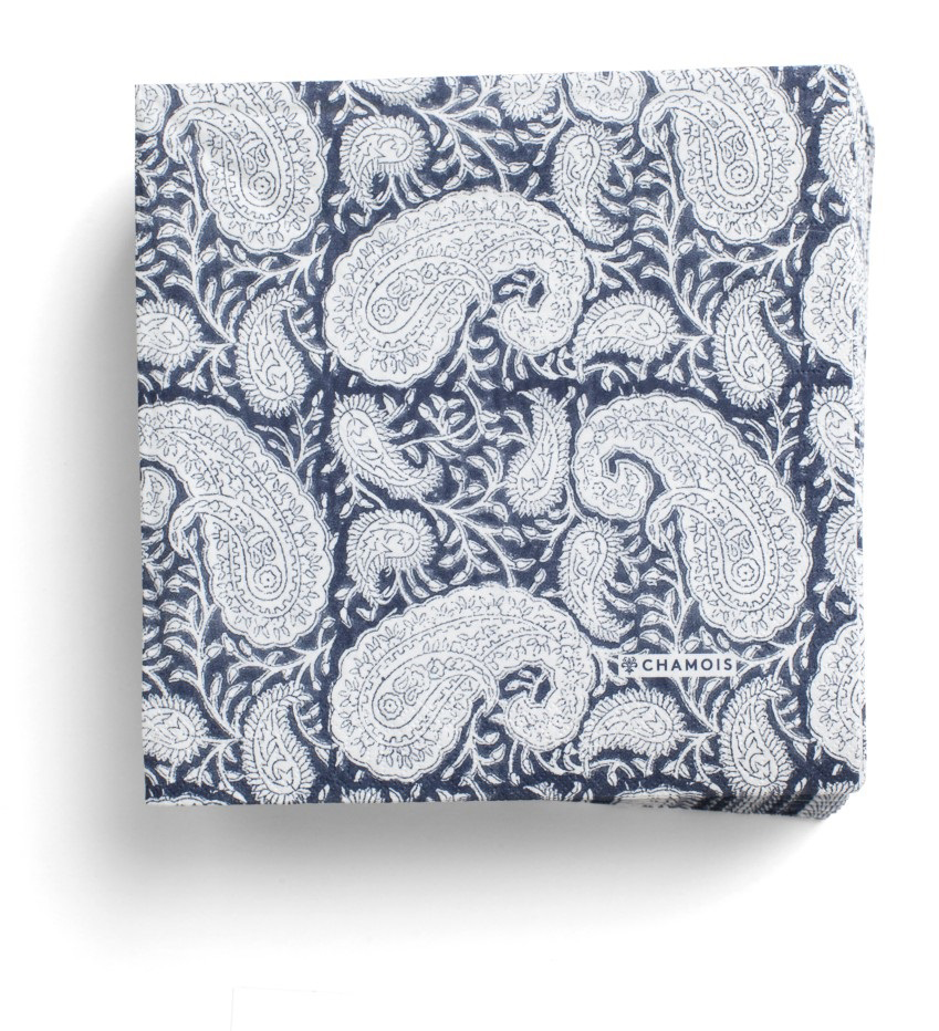 Chamois Pappersservetter Big Paisley Navy Blue 40x40 cm