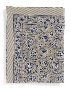 Table Cloth Tangier Pomegranate Beige & Blue 