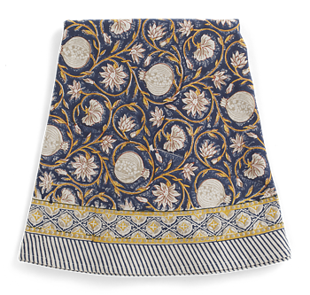 Chamois Round Cloth Tangier Pomegranate Dark Blue & Ochre 220cm