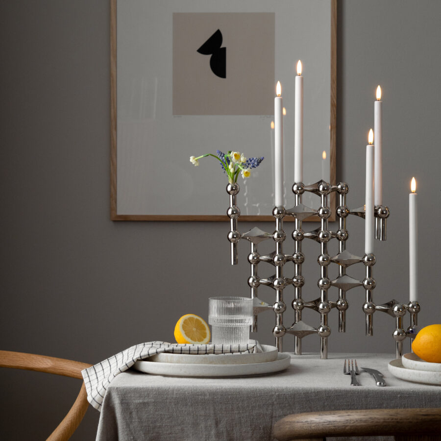 Modulljusstake STOFF NAGEL krom 1 st  - 2