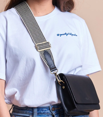 Checkered Webbing Strap O my Bag Väskrem - 2