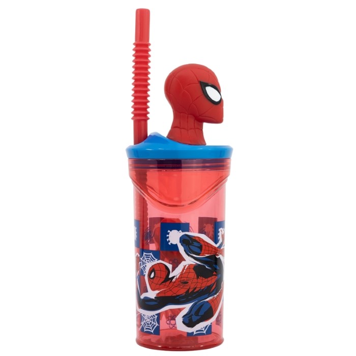 Spiderman Marvel Mugg med Sugrör 3D - 3