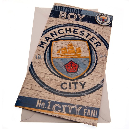 Manchester City Födelsedagskort med Pin